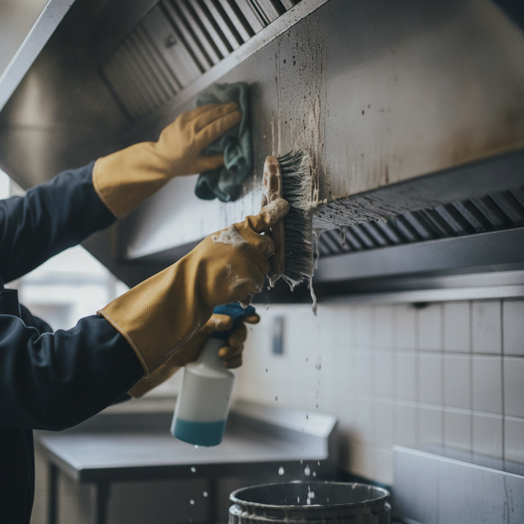 Vent Hood Cleaning no peoples faces just hands