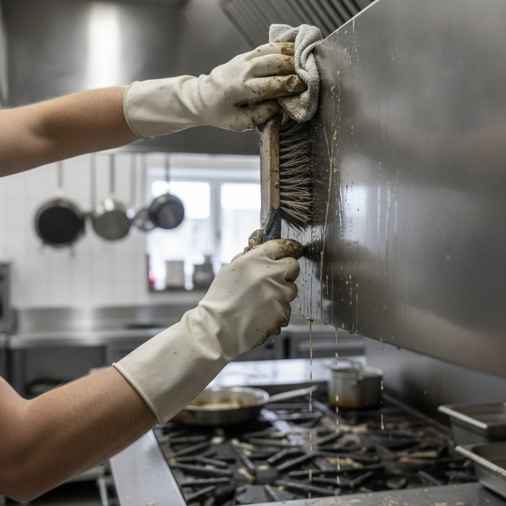 Vent Hood Cleaning no peoples faces just hands