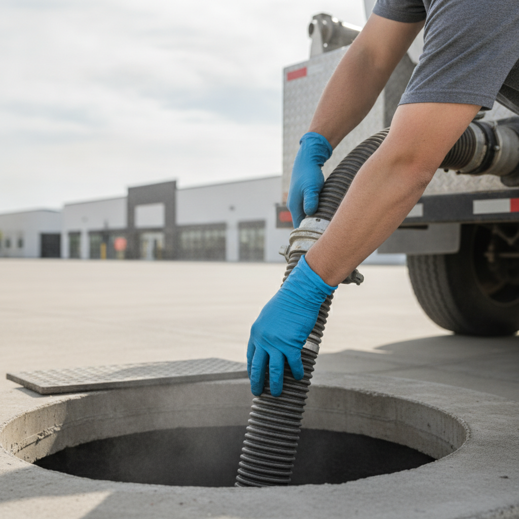Commercial Septic Services no peoples faces just hands